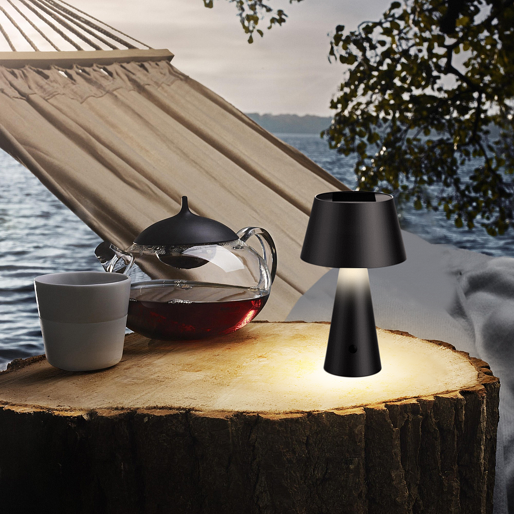 Lampe table solaire noir mat